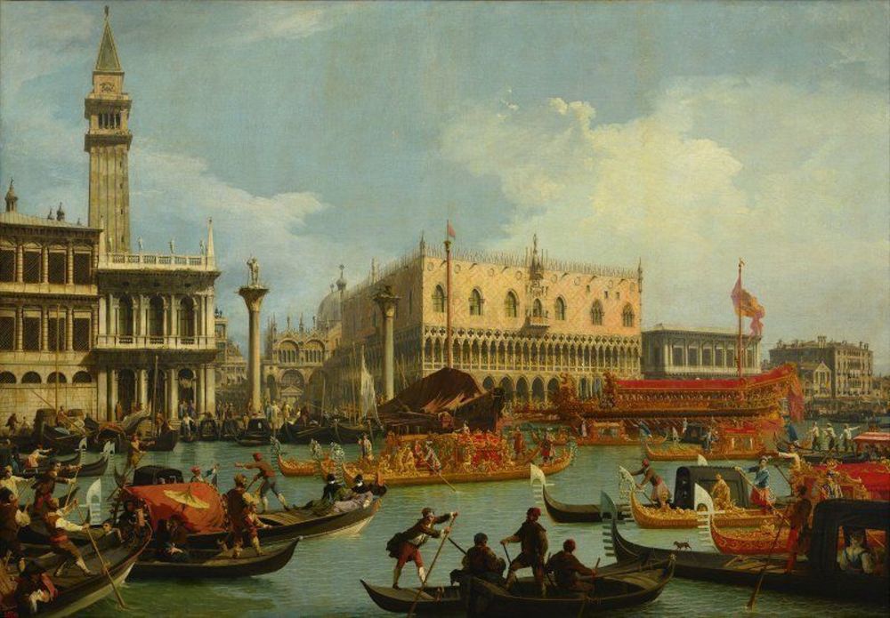 Canaletto - Bucentaur's return to the pier by the Palazzo Ducale.jpg